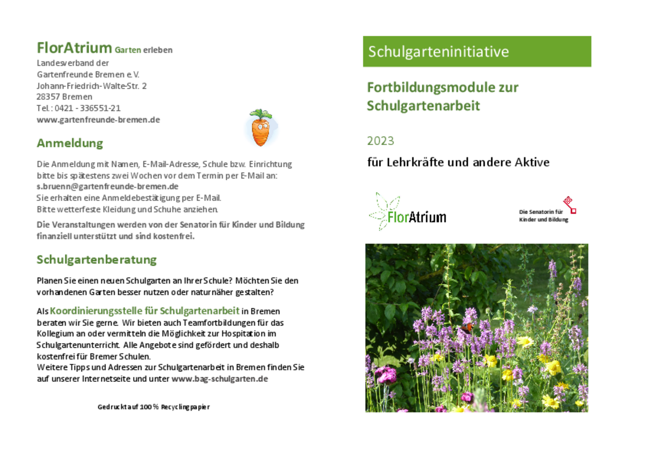 Flyer Schulgartenfortbildungen 2023